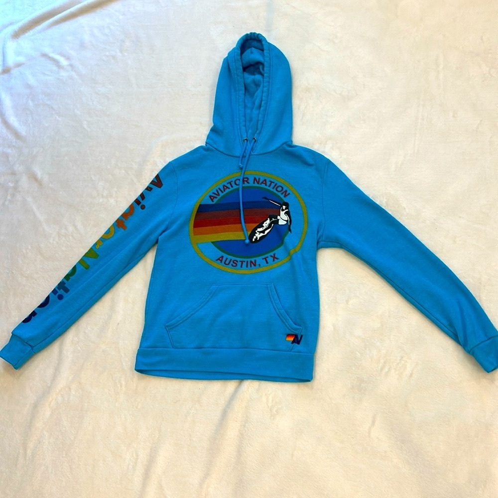 Aviator Nation Pullover Hoodie - Neon Blue